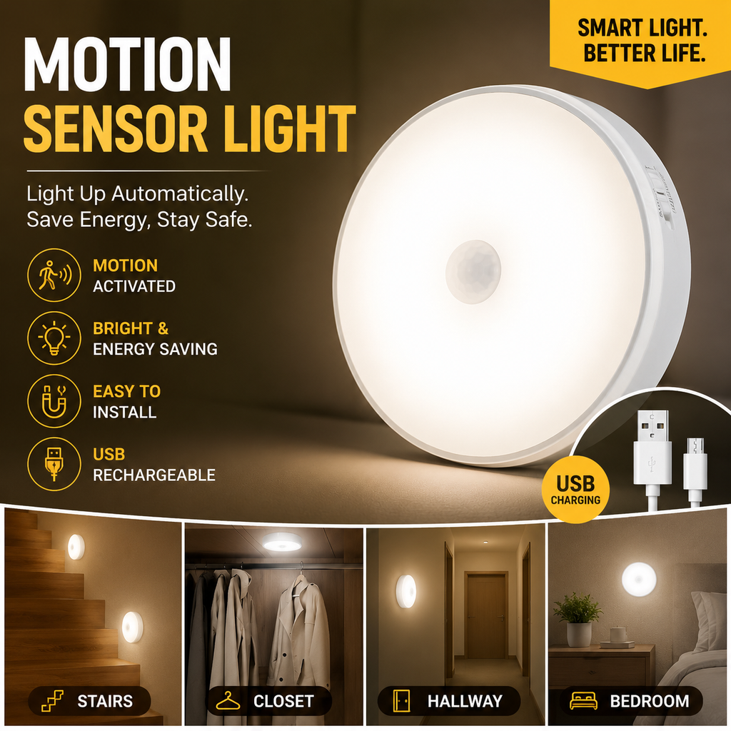 Motion Sensor Light for Home with USB Charging ( Pack of 2)
